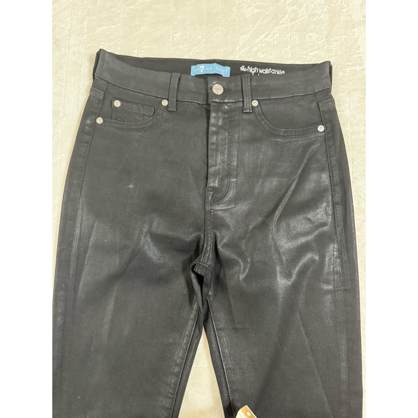 7 For All Mankind Blair High Waist Coated Skinny Black Coated Women’s Size 28